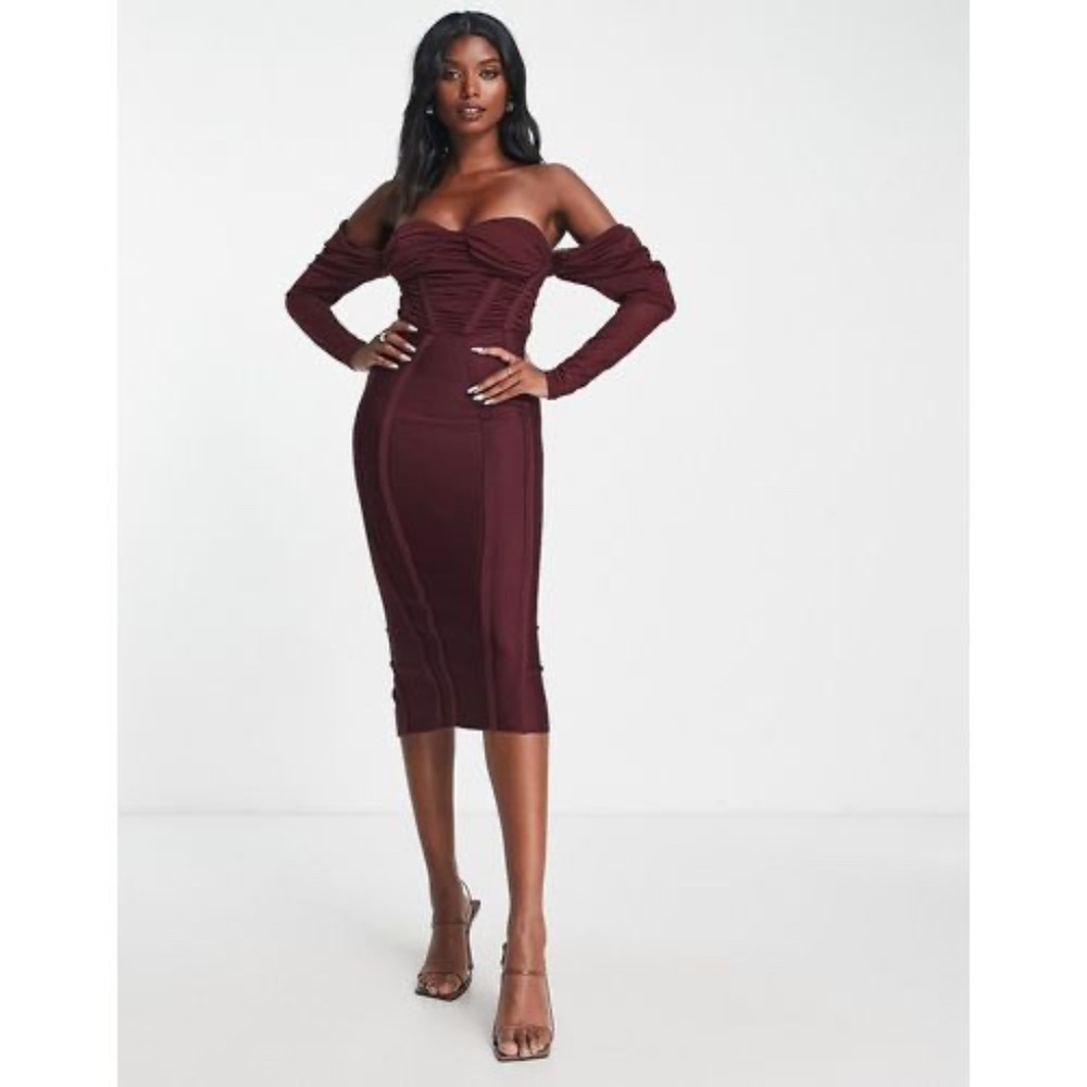 ASOS off shoulder bandage corset dress